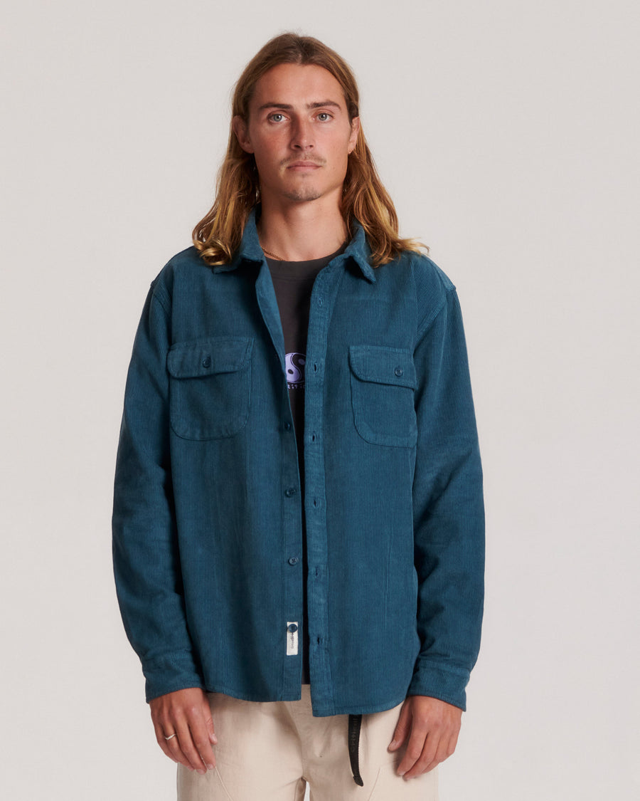 Lazy Boy Cord Ls Shirt - Ocean